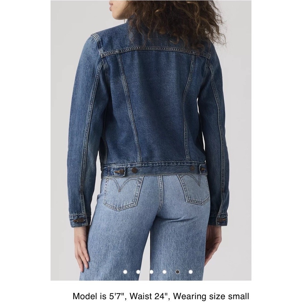 Levi's Original Trucker Jean Jacket Womens XL Medium Wash Blue Denim Cropped NWT - Picture 2 of 10